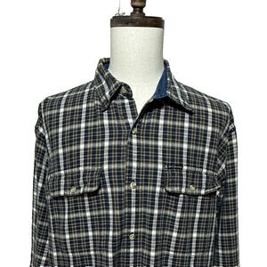 Columbia Shirt Mens XXL Green Blue White Plaid Button Up Long Sleeve Outdoors